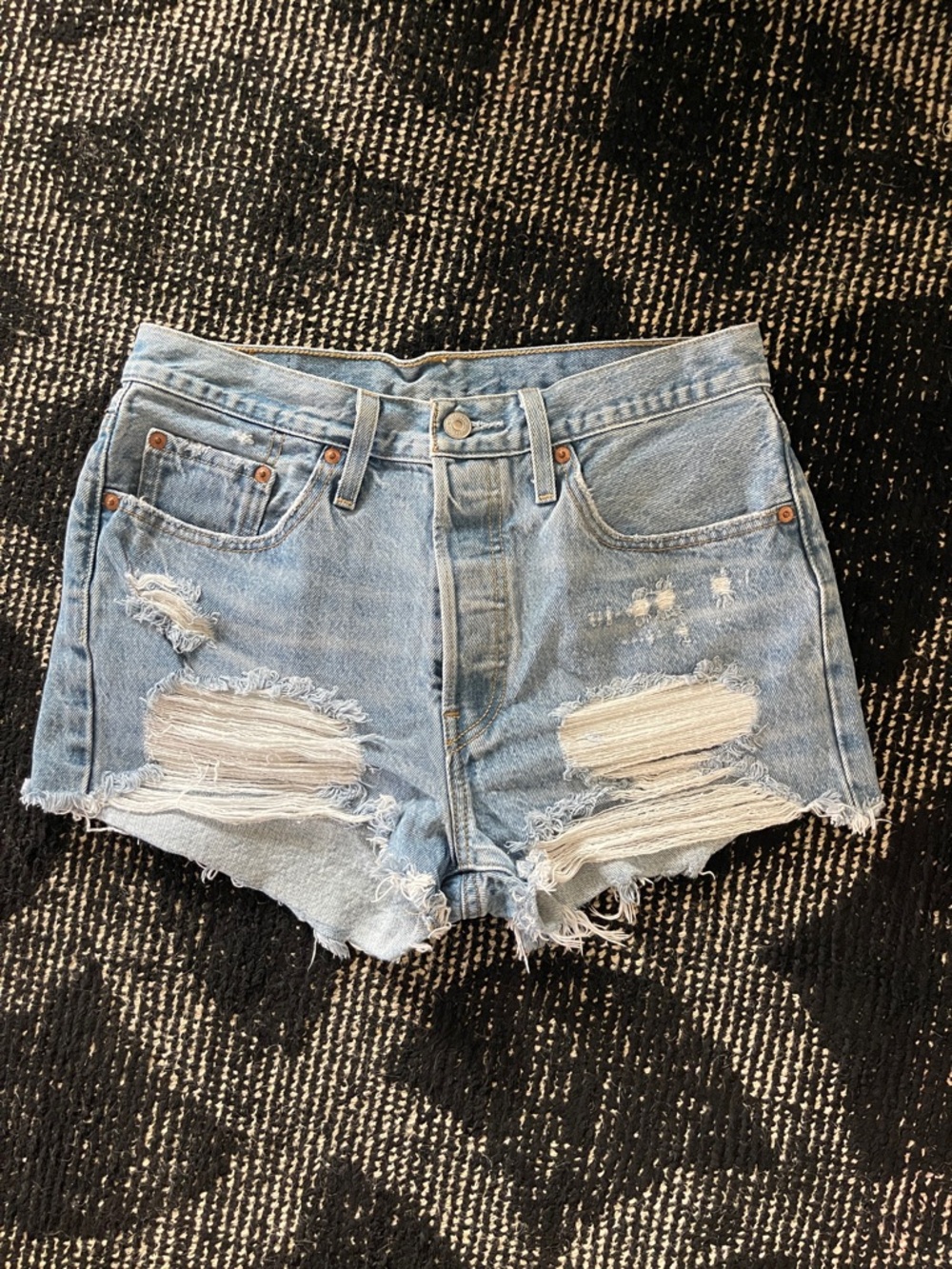Levi's Light Blue Distressed Denim Cutoff Shorts